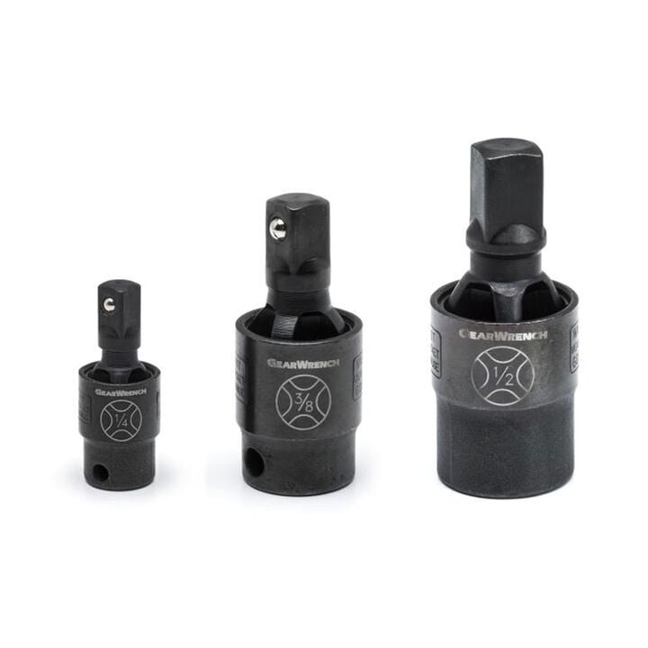 GEARWRENCH Pinless Impact Universal Joint 3 pc. 1/4 In. 3/8 In. & 1/2 In. Drive, large image number 0