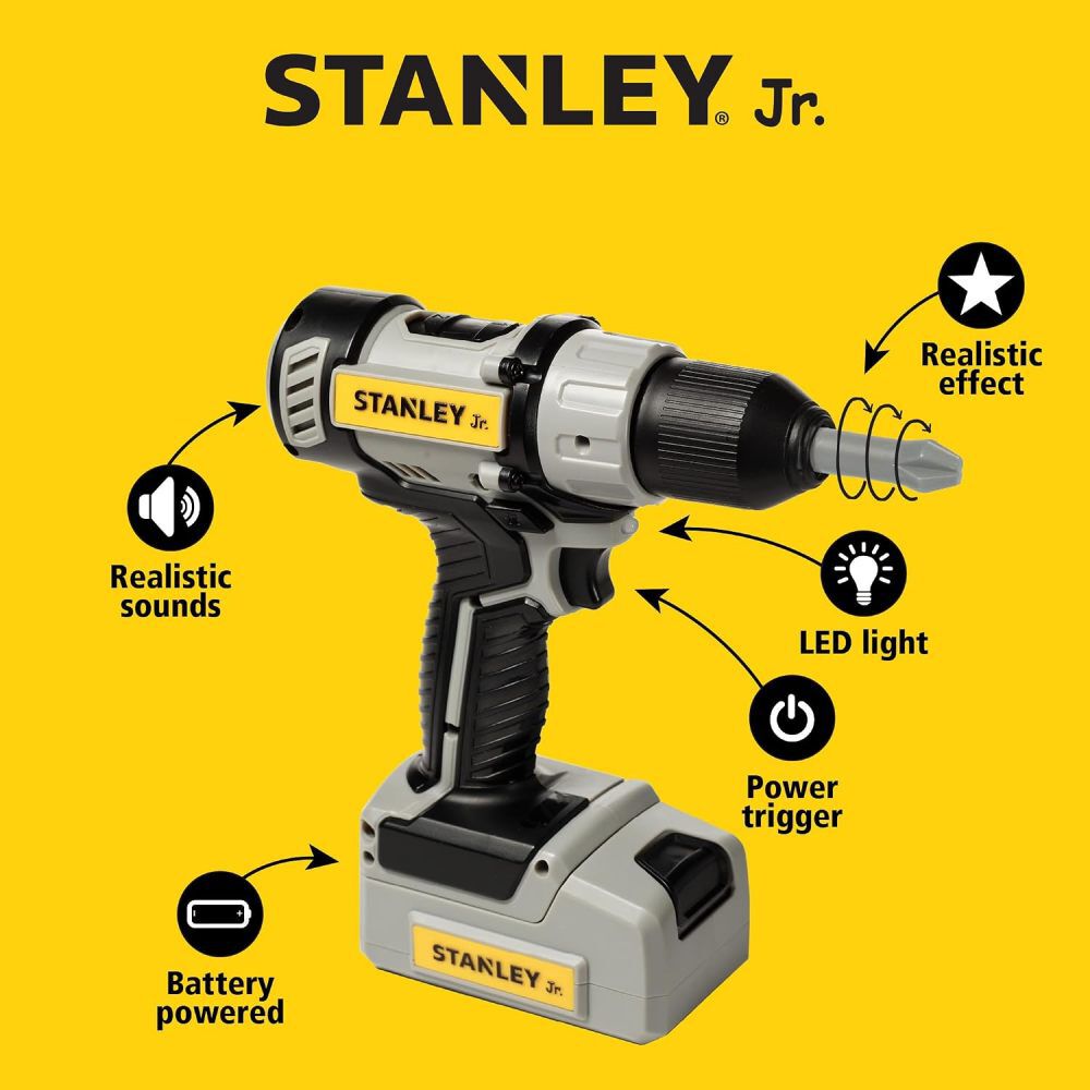 Stanley Jr Kids Battery-Powered Drill Toy, large image number 6