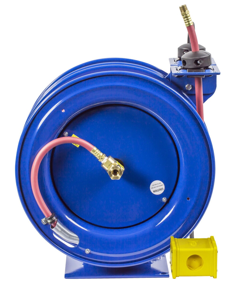 Coxreels Hose Reel Dual Purpose Spring Rewind 3/8in x 50' 300PSI Quad Receptacle 50' cord 12 AWG, large image number 3