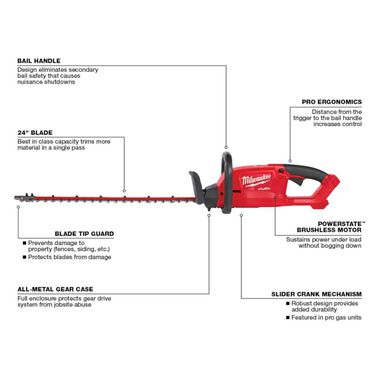 Milwaukee M18 FUEL 24In Hedge Trimmer (Bare Tool), large image number 2