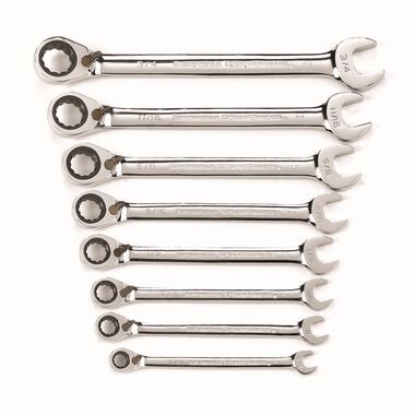 GEARWRENCH 8 Piece 12 Point Reversible Ratcheting Combination Wrench Set SAE, large image number 0