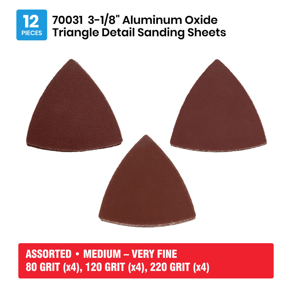 Spyder 3-1/8 Inch Triangle Detail Sander, 80/120/220 Grit Alum Oxide, 12 Pieces, large image number 7