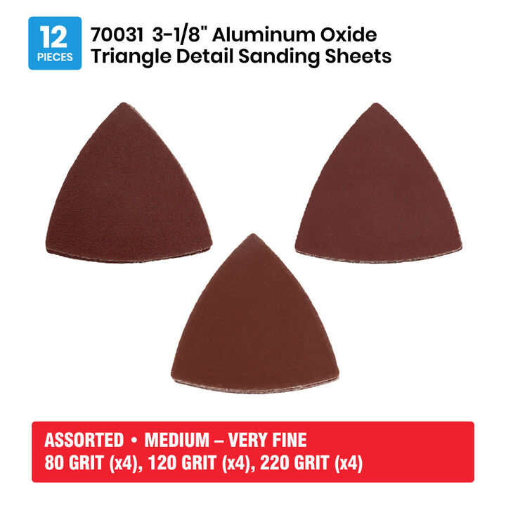 Spyder 3-1/8 Inch Triangle Detail Sander, 80/120/220 Grit Alum Oxide, 12 Pieces, large image number 6