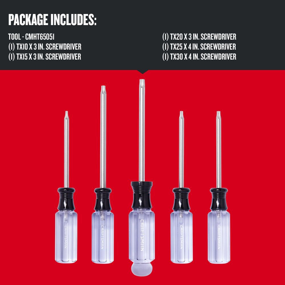 CRAFTSMAN TORX Acetate Screwdriver Set 5 Pieces, large image number 2