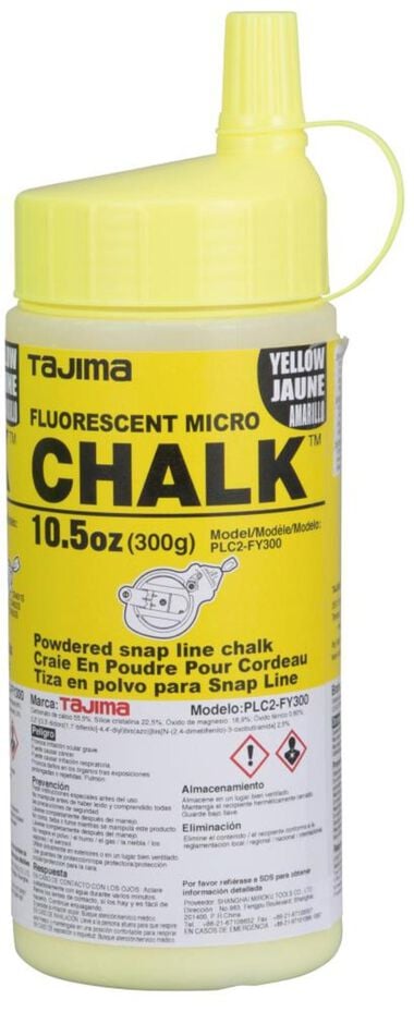 Tajima CHALK-RITE Micro Chalk Ultra-Fine Fluorescent Yellow Chalk 300 Gr./ 10.5 Oz. with Easy Fill Nozzle, large image number 0