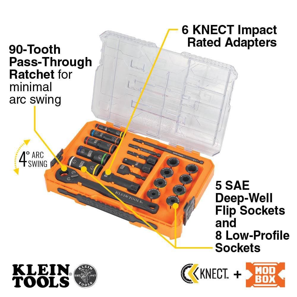 Klein Tools KNECT Flip Socket Set, SAE, 20 Pc, large image number 2