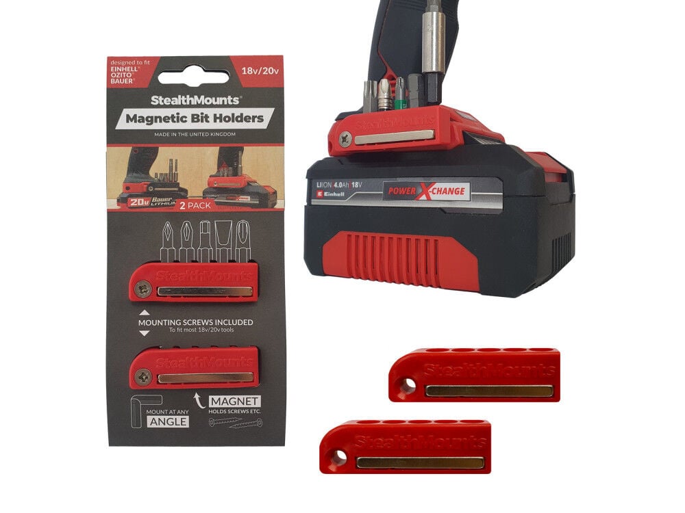 Stealthmounts Bit Holder for Einhell/Ozito/Bauer 2 Pack Red – BH-EOB-RED-2