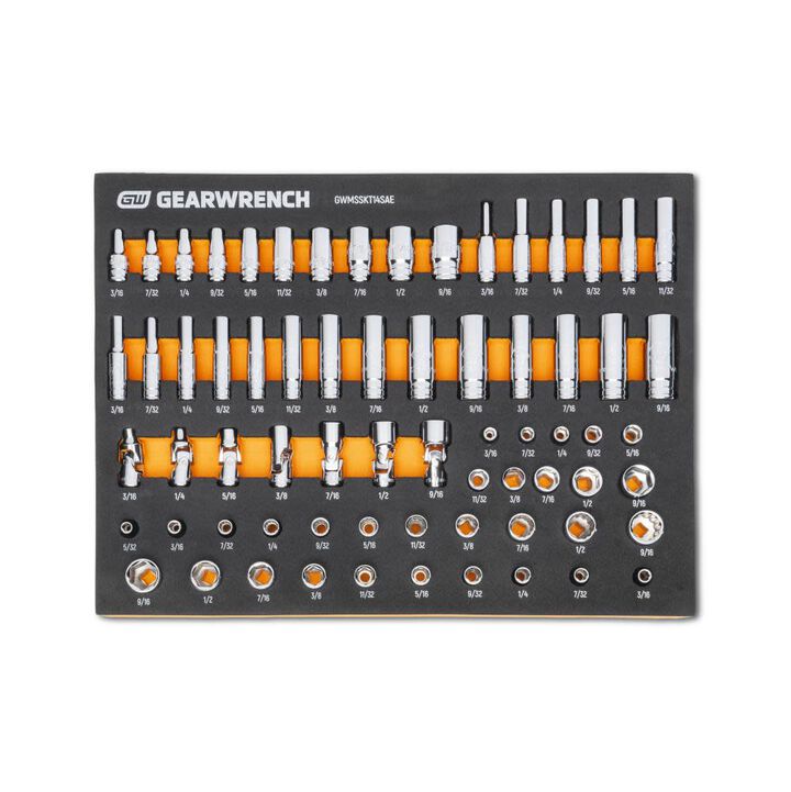 GEARWRENCH 1/4 Dr Master SAE Socket Set in Foam Storage Tray 68pc