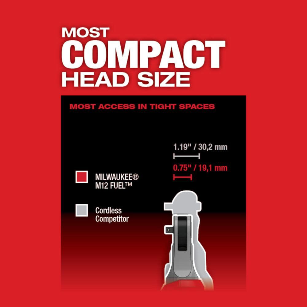 Milwaukee M12 FUEL 1/4inch High Speed Ratchet (Bare Tool), large image number 5
