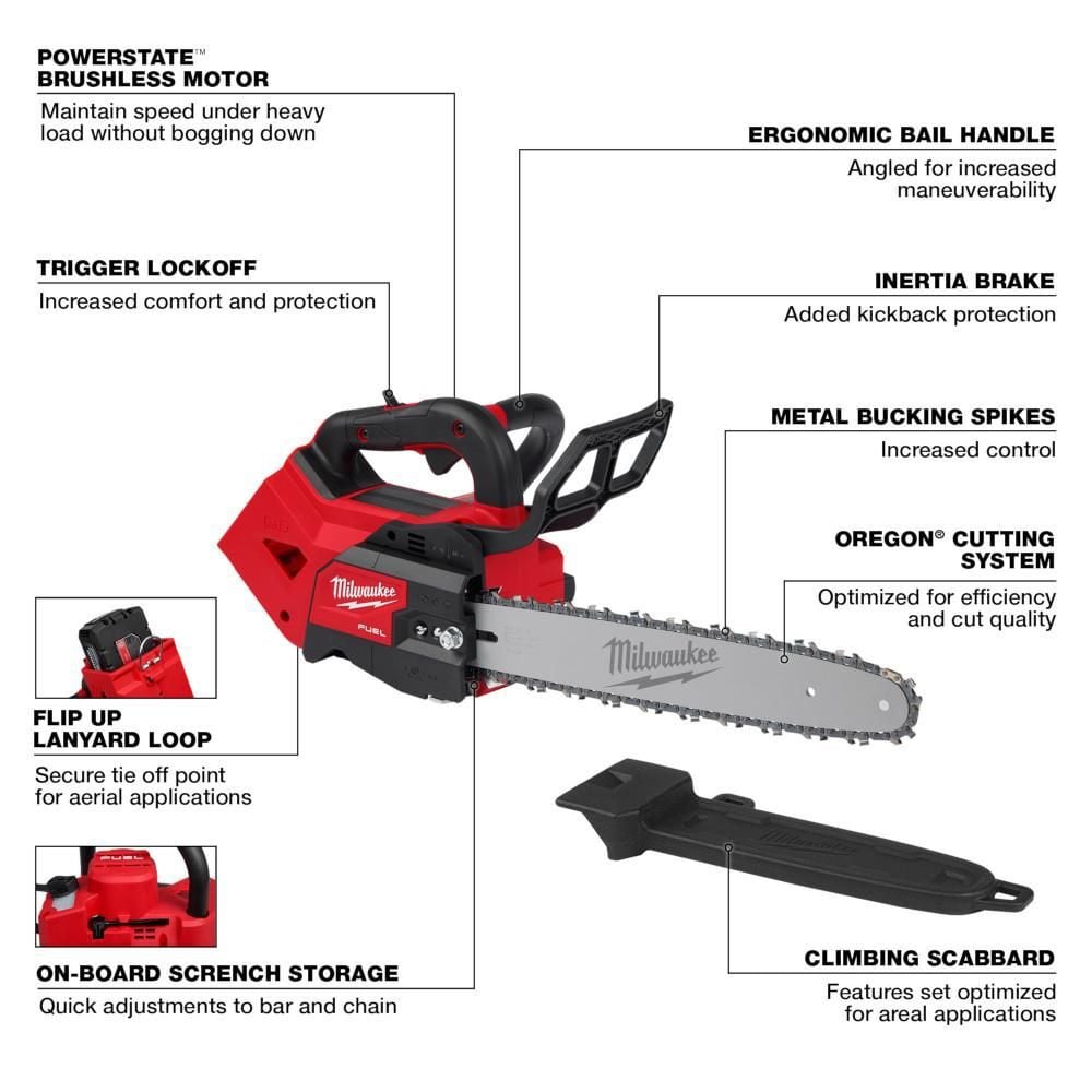 Milwaukee M18 FUEL 14inch Top Handle Chainsaw (Bare Tool), large image number 3