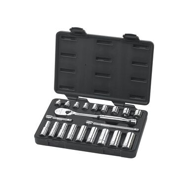 GEARWRENCH 21 Piece 3/8 Drive 6 and 12 Point Standard and Deep Mechanics Tool Set SAE