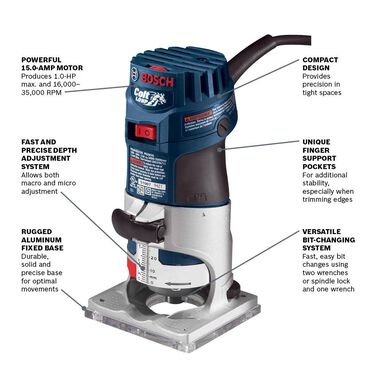 Bosch Colt Electronic Variable-Speed Palm Router, large image number 2