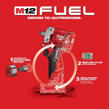 Milwaukee M12 FUEL Stubby 1/2 in. Impact Wrench  (Bare Tool), large image number 5