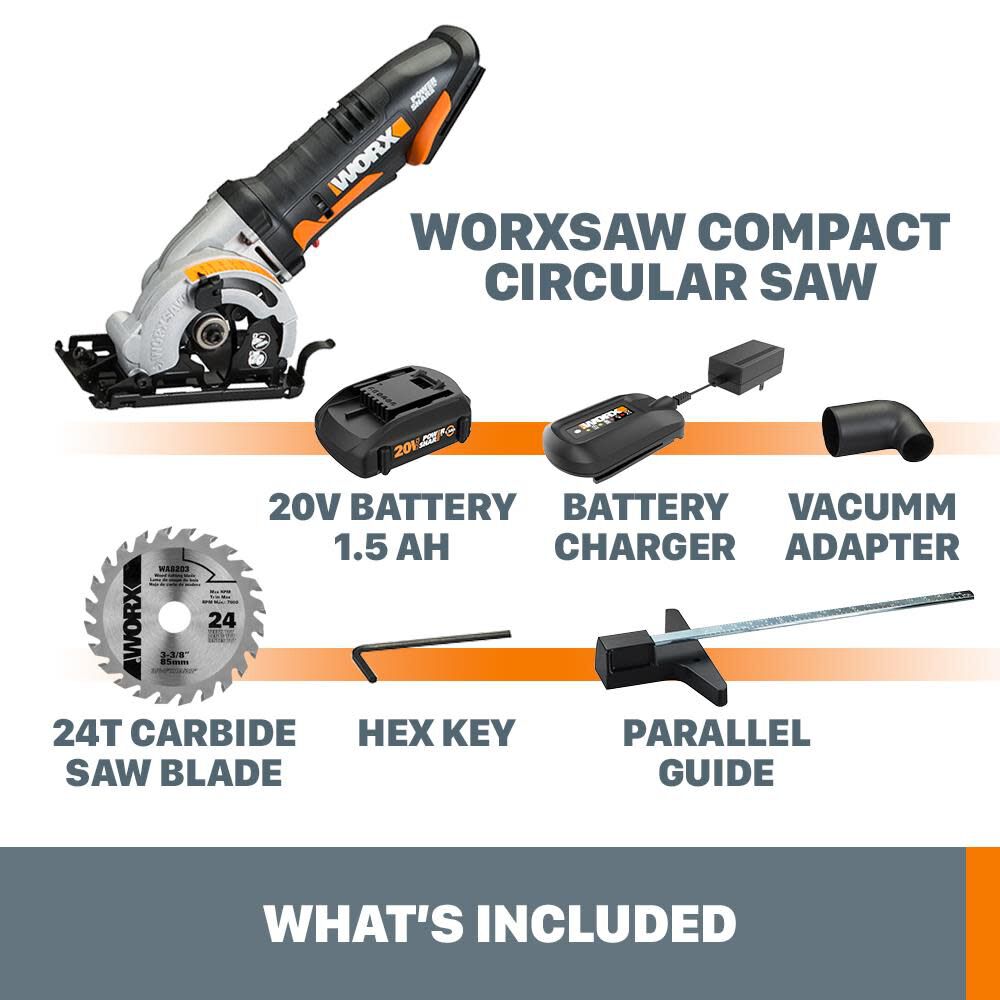 Worx wx523 18v 20v max worxsaw cordless compact circular saw best sale