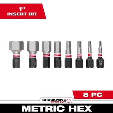 Milwaukee 8-Piece SHOCKWAVE 1 in. Impact Metric Hex Insert Bit Set 1 PK