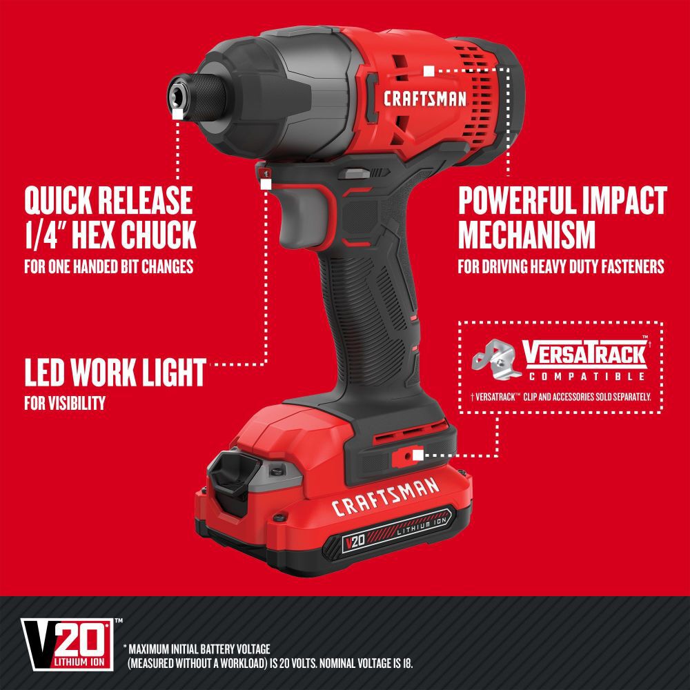 CRAFTSMAN V20* Cordless 2 Tool Combo 2 Battery Kit, large image number 5