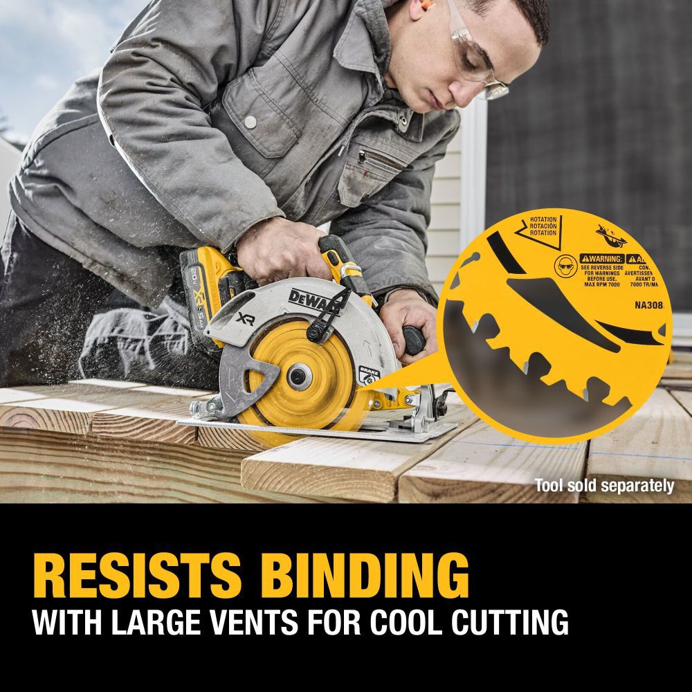 DEWALT 7-1/4 Inch Circular Saw Blade 24 Tooth with 5/8 Inch Arbor, large image number 4