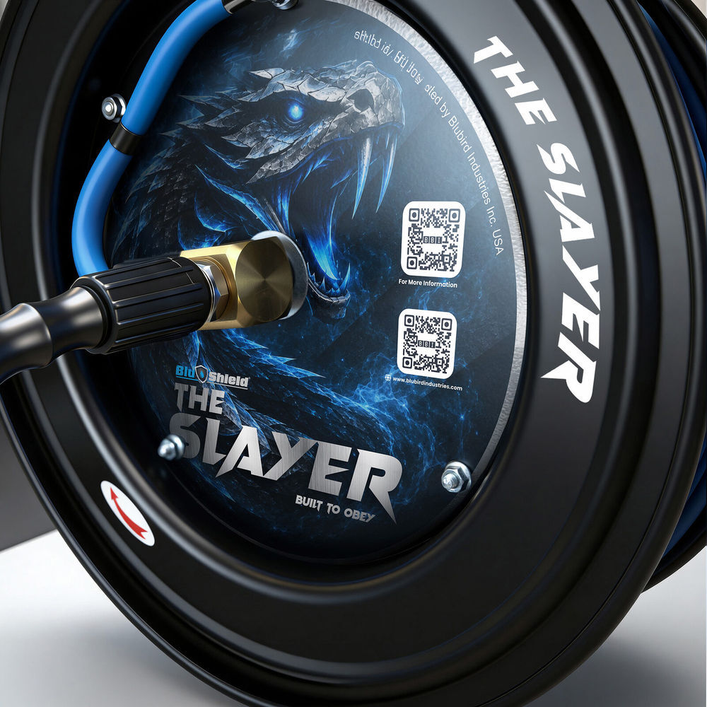 BluBird Blu Shield Slayer 1/4 Inch x 35 Ft Hybrid Pressure Washing Hose Reel, large image number 4