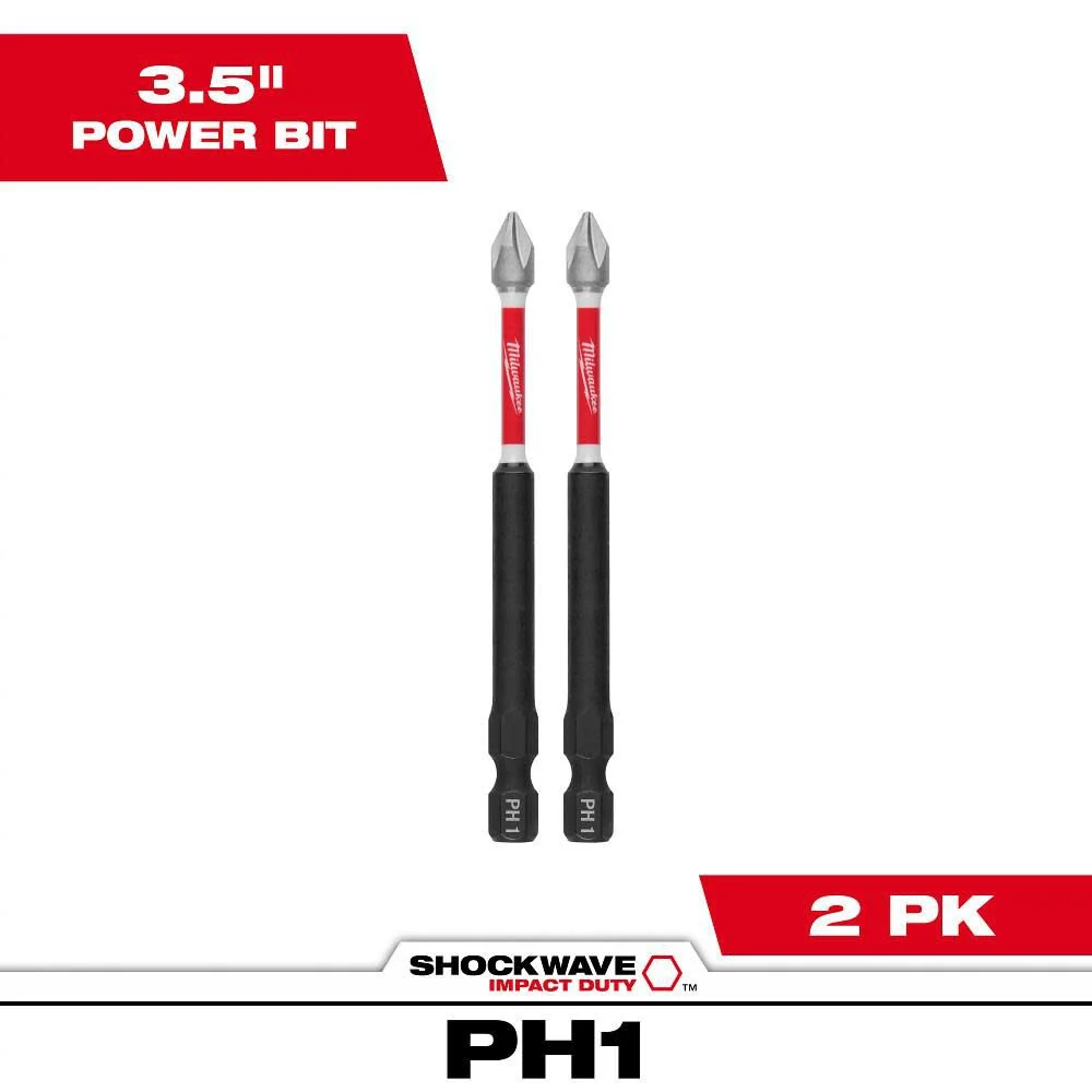 Milwaukee SHOCKWAVE Impact Bit 3 1/2inch PH1 2pk, large image number 1