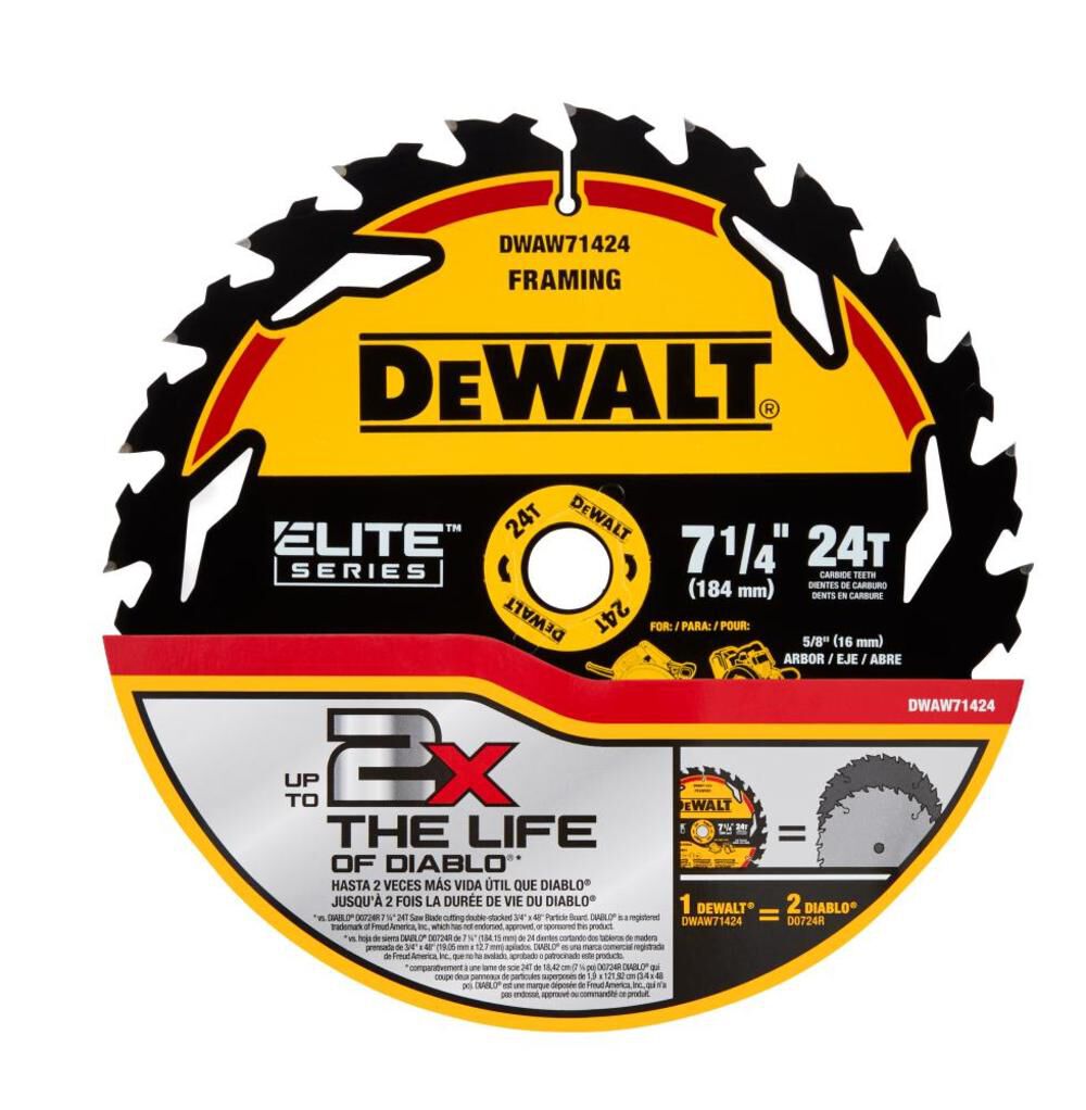 DEWALT Series Blister Circular Saw Blade 7 1/4in 24T – DWAW71424B10
