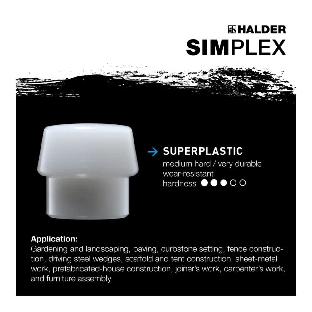 Halder Inc Rubber/Superplastic Head Simplex Soft-Face Mallet with Wooden Handle, large image number 7