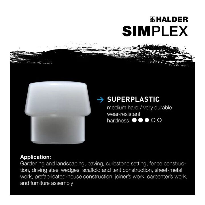 Halder Inc Rubber/Superplastic Head Simplex Soft-Face Mallet with Wooden Handle, large image number 6