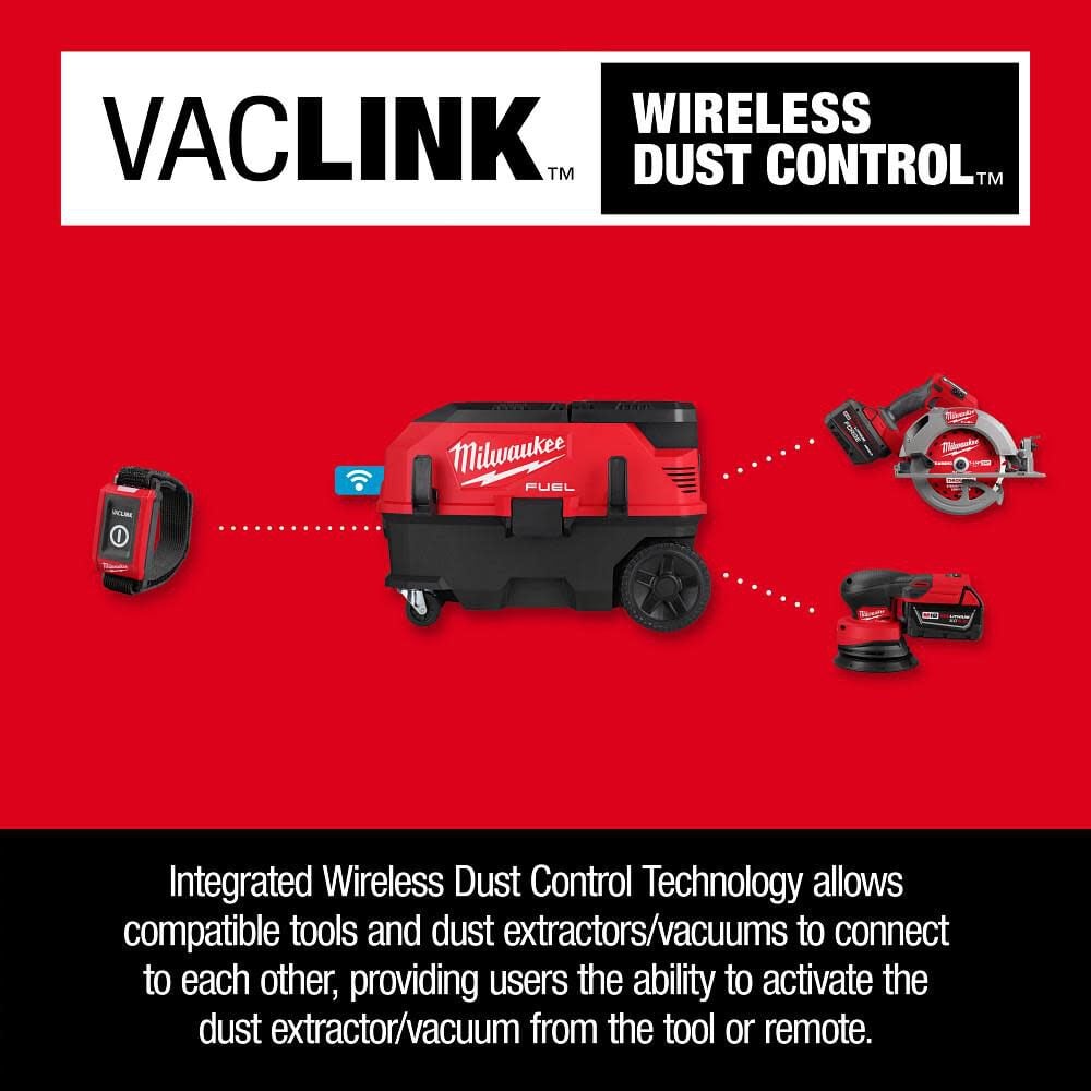 Milwaukee M18 FUEL 9 Gallon Dual Battery Dust Extractor w/ PACKOUT Compatibility and VACLINK Kit, large image number 5