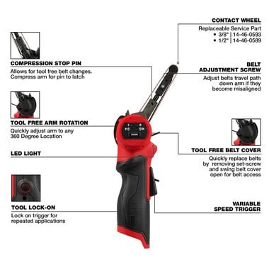 Milwaukee M12 FUEL Bandfile 3/8inch X 13inch (Bare Tool), large image number 1