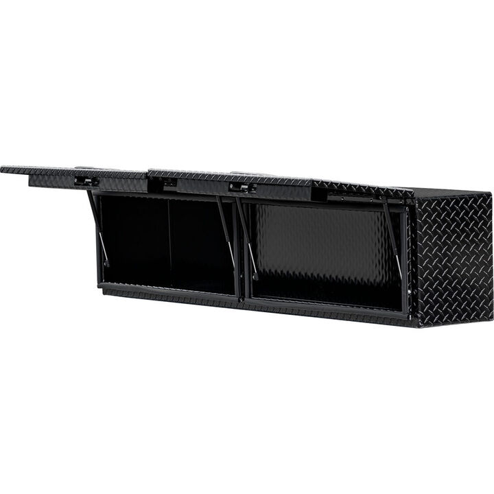 Buyers Products Company 18x16x90 Inch Gloss Black Diamond Tread Aluminum Topsider Truck Box with Flip-Up Doors, large image number 4