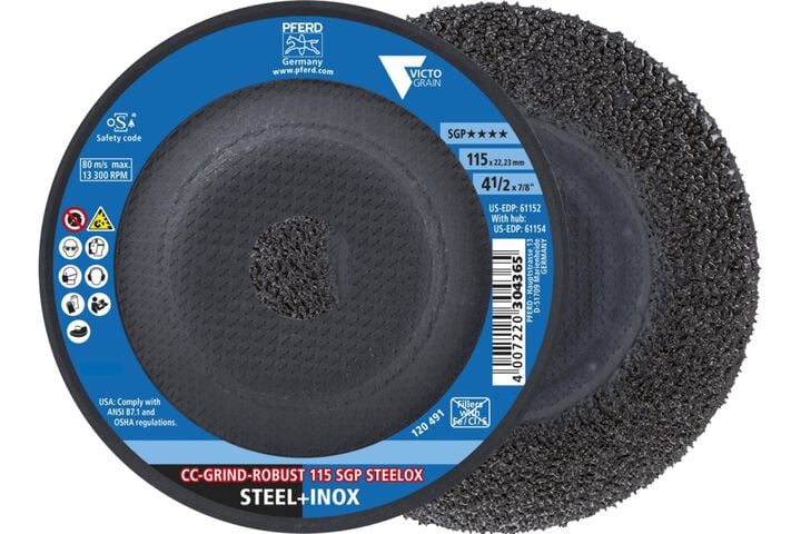 Pferd Grinding disc, CC-GRIND-ROBUST, 4-1/2 Inch x 7/8, SGP STEELOX VICTOGRAIN, Ceramic, large image number 0