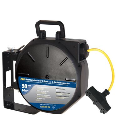 Voltec 50ft 12/3 SJTW Triple Tap Retractable Reel