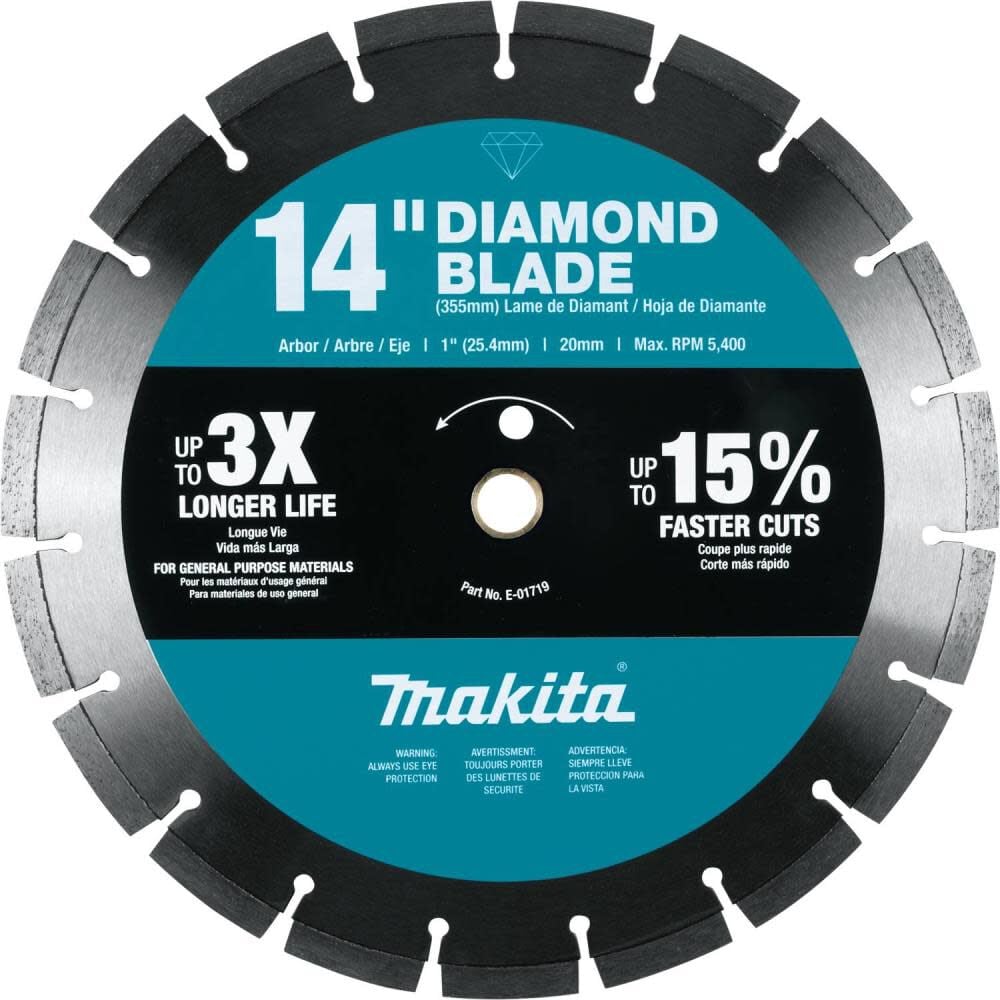 Makita 14 Inch Segmented Rim Diamond Blade for Concrete and Brick - E-01719