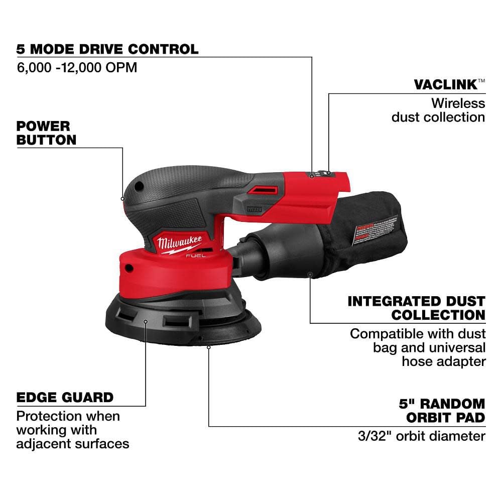 Milwaukee M18 Fuel 5 Inch Random Orbital Sander Bare Tool 2837 20 Simolary simolary.com 12