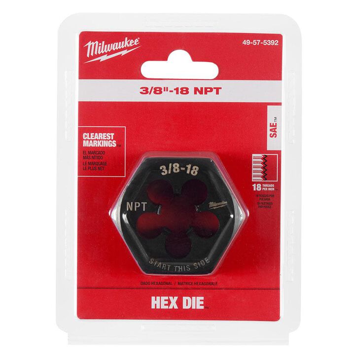Milwaukee 3/8 in -18 NPT 2-1/6 in  Hex Threading Die, large image number 7