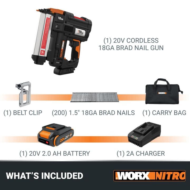 Worx Nitro 20V Power Share Cordless 18 Gauge Brad Gun Kit, large image number 6