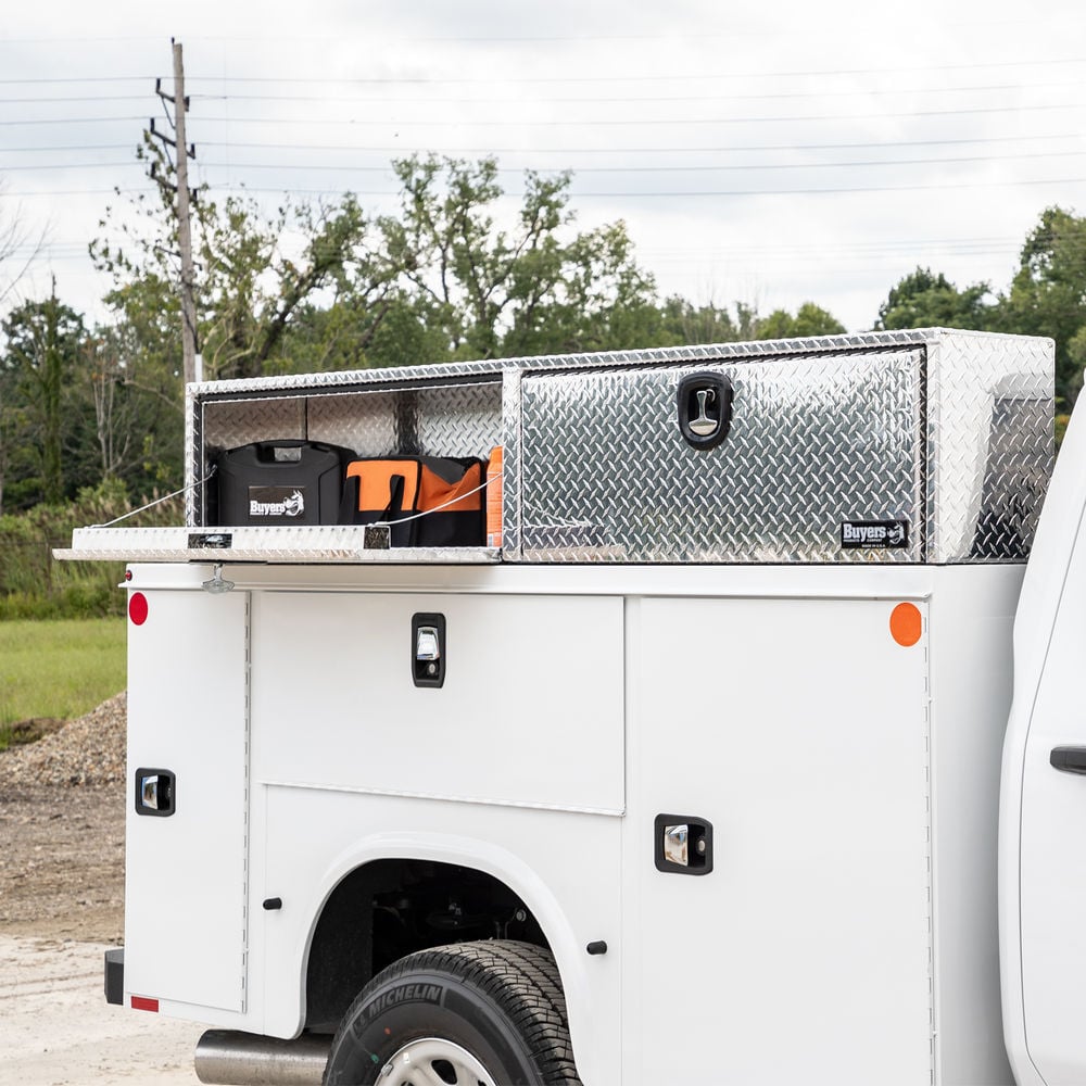 Buyers Products Company 16x13x72 Inch Diamond Tread Aluminum Topsider Truck Box, large image number 6