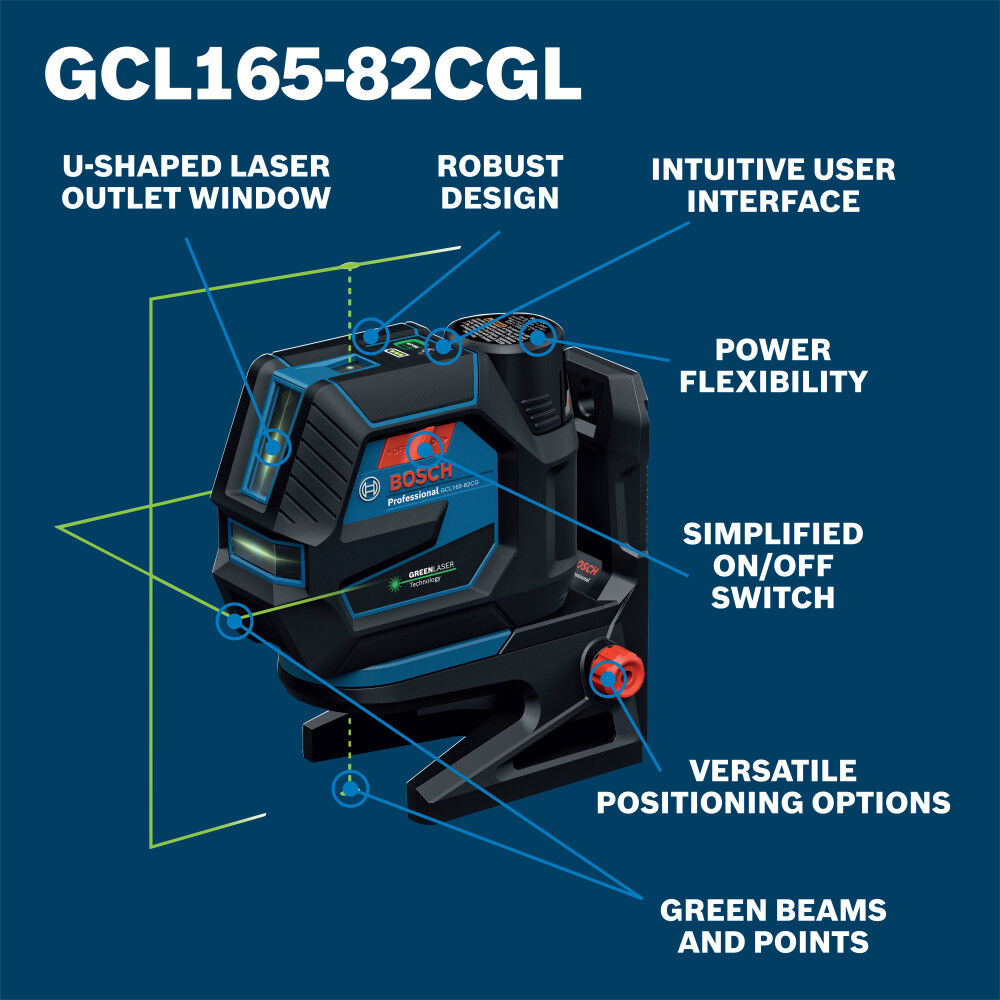 Bosch 12V Max Green-Beam Cross-Line Laser Kit, large image number 2