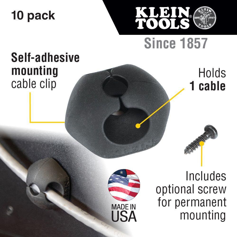 Klein Tools Self Stick 1 Slot Cable Clips 10pk, large image number 2