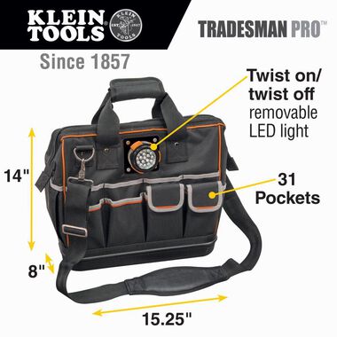 Klein Tools Tradesman Pro Lighted Tool Bag, large image number 1