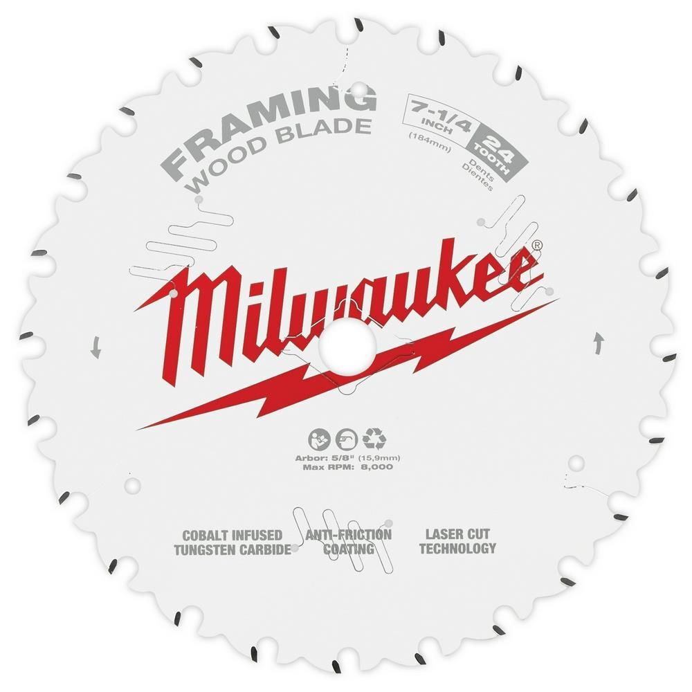 Milwaukee 7-1/4inch 24T Framing Circular Saw Blade 2PK, large image number 1