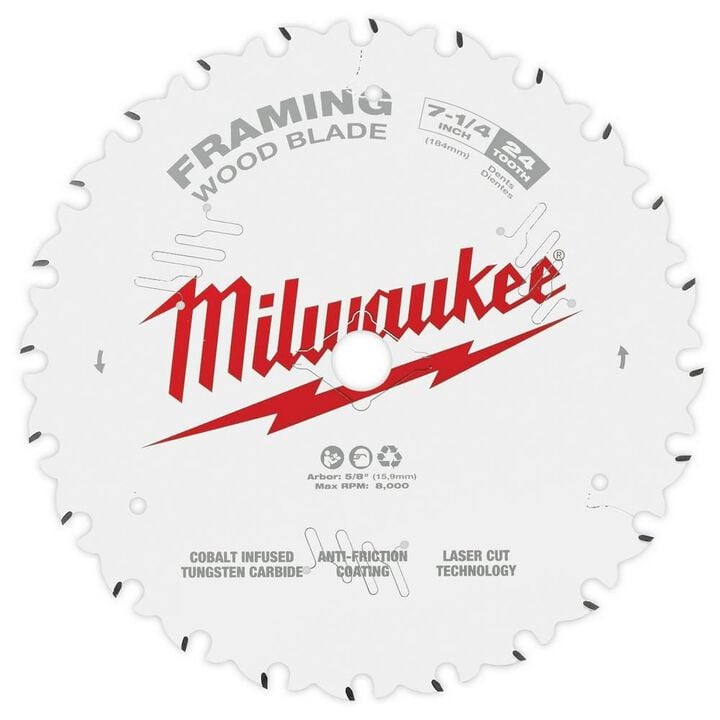 Milwaukee 7-1/4inch 24T Framing Circular Saw Blade 2PK, large image number 0