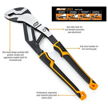 GEARWRENCH 4 Pc Pitbull Auto-Bite Tongue & Groove Dual Material Pliers with K9 Jaws, large image number 7