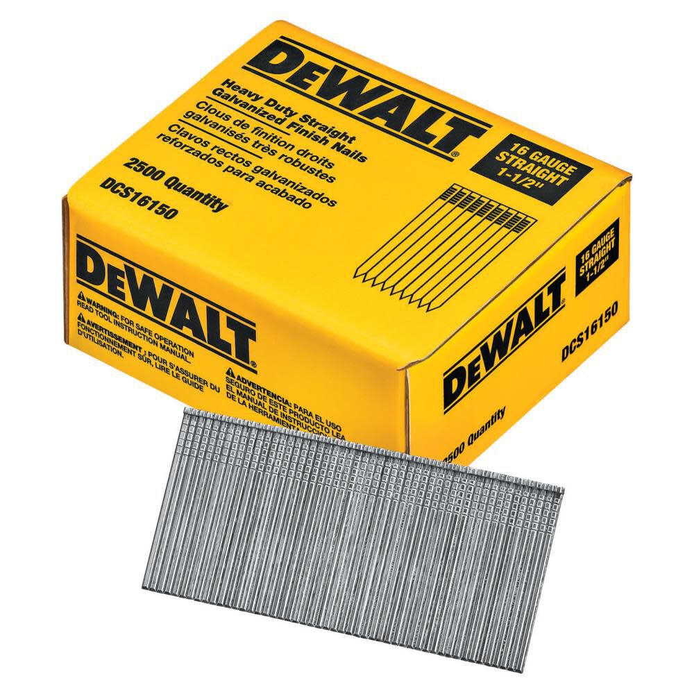 DEWALT 1-1/2 Straight 16 Gauge Finishing Nails 2.5 m – DCS16150