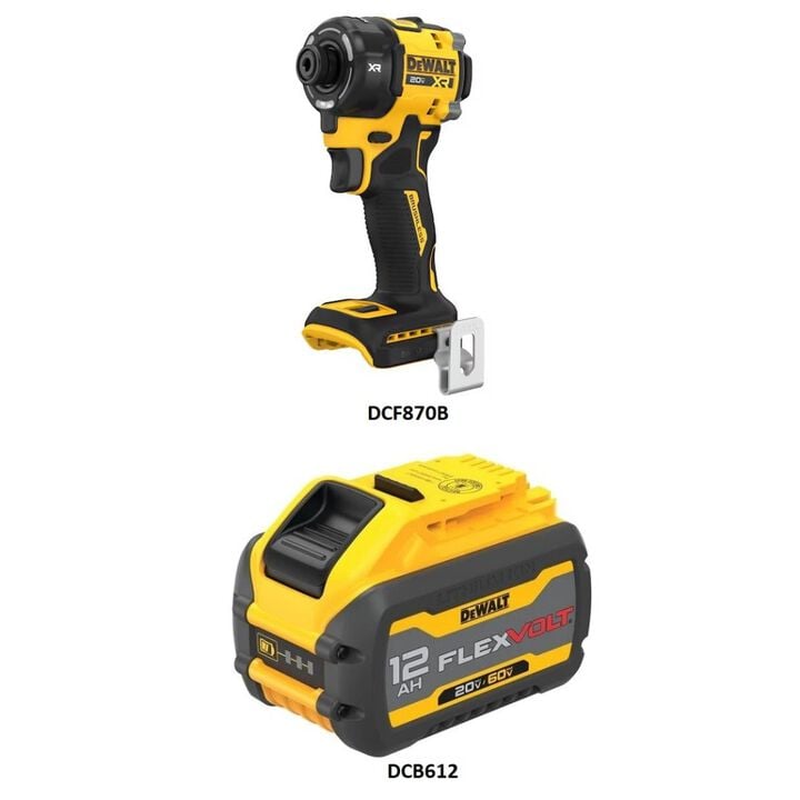 DEWALT 20V MAX 1/4 Inch Cordless Impact Driver & 12Ah Battery Bundle, large image number 1