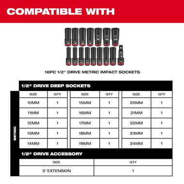Milwaukee SHOCKWAVE Impact Duty Socket 1/2 Dr 16pc Tray Only