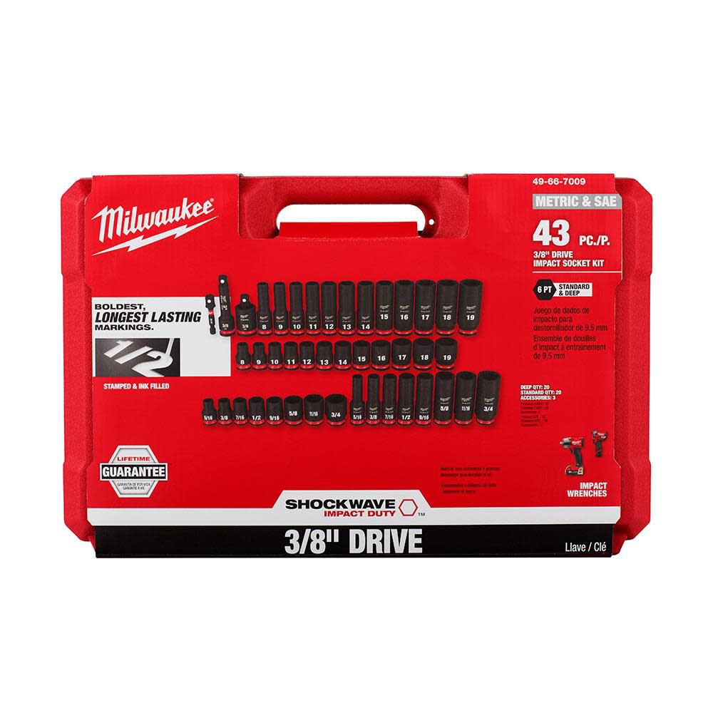 Milwaukee 3 8inch Drive Sae Metric Deep 6 Point 43pc 49 66 7009 Sansujyuku sansujyuku.com