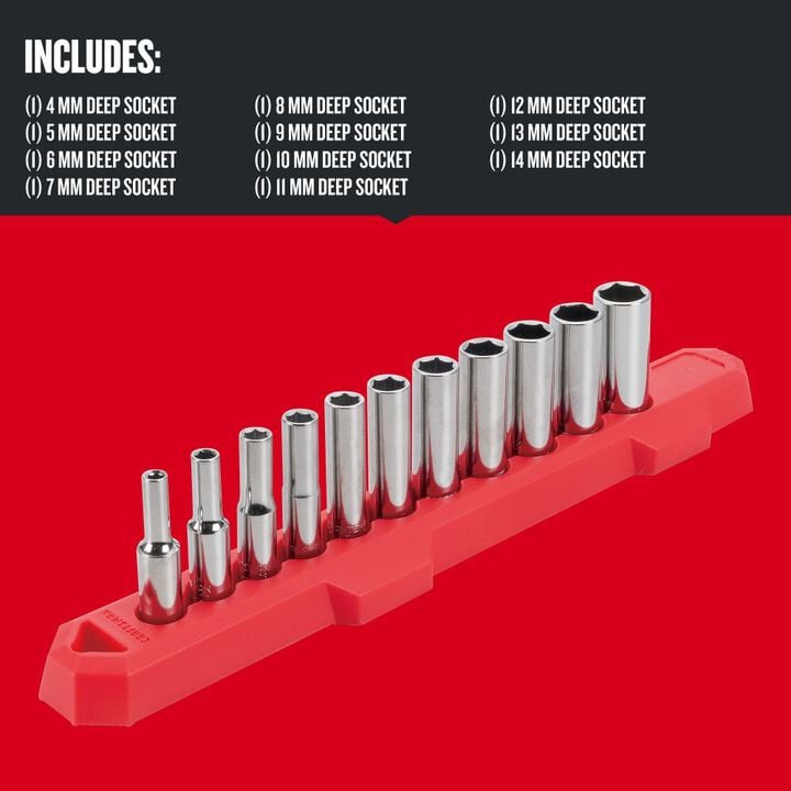 CRAFTSMAN 1/4-in Drive Metric 6 Point Deep Socket Set, 11pc, large image number 2