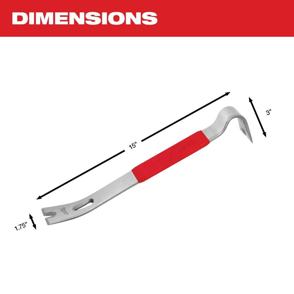 Milwaukee 15inch Pry Bar with SHOCKSHIELD Grip, large image number 3