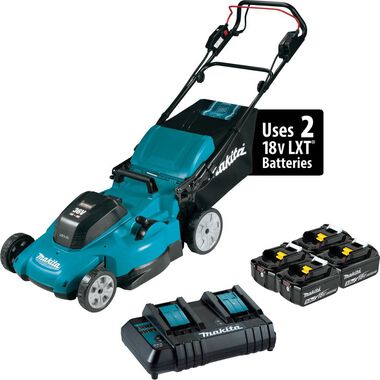 Makita 36V (18V X2) LXT Lawn Mower Kit 21in Self Propelled with 4 Batteries
