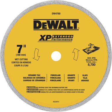 DEWALT 7-in x 0.06-in Ceramic Tile Blade Wet, large image number 0